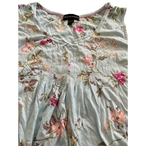 Miss Elaine Women's Multicolor Sleeveless Crew Neck Floral Top Size Large - Picture 4 of 7